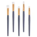 Set of 5 professional makeup brushes featuring elegant grey handles and soft white bristles. - Matte Blue 5-Piece