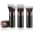 Portable travel kabuki makeup brush set with retractable design, soft bristles for powder and blush. - 23# Color-Blocking Round + Slanted + Flat Head