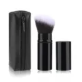 Black Retractable Makeup Brush with PU Zipper Bag Portable Blush Powder Brush Variant - Black Beveled Head with Bag