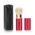 Retractable makeup brush set with black PU zipper pouch, professional portable kabuki blush brush. - Red with Bag RANCAI