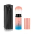 Portable retractable makeup brush set with PU zipper bag for blush and loose powder application. - Gradient Pink with Bag RANCAI