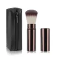Portable retractable makeup brush set with black PU leather zipper bag for daily cosmetic application. - 2CM Retractable Brush with Bag