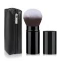 Portable Retractable Makeup Brush Set with Black PU Pouch for Loose Powder and Blush - Large Black With Bag