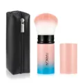 Portable retractable makeup brush set with PU zipper bag, gradient powder blush brush. - Large Gradient Pink RANCAI With Bag