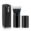 Portable retractable makeup brush set with black PU zipper pouch for daily travel use. - Large Stippling Brush With Bag