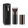 Portable retractable makeup brush set with PU leather zipper bag for foundation and blusher - Small Color-Block Flat With Bag