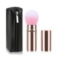 Portable retractable makeup brush with PU zipper bag for daily cosmetic application. - Small Gold With Bag