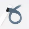 Blue clip-in hair extension detail, synthetic straight highlight piece for seamless daily use. - Haze Blue