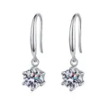 Pendientes colgantes de plata S925 moissanita seis garras solitario clásico elegante - Plata 925 / 1.0ct Piedra de Alto Carbono