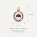 Colgante de cobre chapado en oro con cruasán y puntos azules, abalorio de joyería DIY 17mm. - Colgante de Caracol Redondo