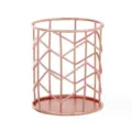 Rose gold metal makeup brush holder chic geometric wire storage cup for desk cosmetic tools - Wave Style / Rose Gold