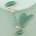 Grüner Jaderoller und Gua Sha Set Gesichtsmassage Werkzeug für Hautpflege Wellness. - Buchbox / Harzroller Grün