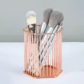 Rose Gold Makeup Brush Holder Metal Storage Organizer Cosmetic Tool Stand Display Simple Container - Hexagon Rose Gold