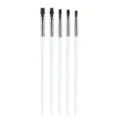 Professionelles 5-teiliges Nagelkunst flaches Gel Pinsel Set mit weissen Griffen Maniküre. - 5 Stk Flacher Phototherapie Pinsel / Weiß