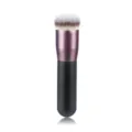 Flat top foundation brush with black handle and dense synthetic bristles for flawless makeup. - Bullet Tip