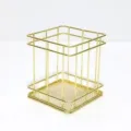 Nordic style gold metal wire pen holder desktop organizer for office supplies and makeup brushes - Hexagon Style / Gold
