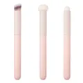 Professional 3-piece makeup brush set with cute pink handles, versatile precision tools. - 3-Piece Concealer & Lip Brush Set