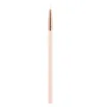Fine eyeliner brush in pink handle and rose gold ferrule, precision makeup detail tool. - Straight Eyeliner Brush / Pink Gold