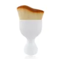 Ergonomic wavy handle makeup brush with soft bristles for smooth foundation application. - Curved Brush + OPP Bag / White