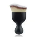 Ergonomic curved makeup brush with soft dense bristles for smooth foundation application. - Curved Brush + OPP Bag / Black Handle White Bristles
