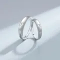 Bagues de couple argentées minimalistes avec cœur creux, bagues de mode lisses haut de gamme. - Ouvert Réglable / J2759 Style Homme