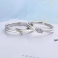 Paar Ringe Silber Moebius Schleife Design offene Ringe mit glitzernden Diamanten Schmuck - Einstellbar Offen / J2755 Herrenstil