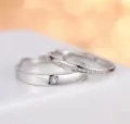 Elegantes Paarring-Set mit minimalistischem Diamant-Design, perfekt für Alltag oder Geschenke. - Einstellbar Offen / J2758 Herrenstil