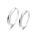 Ensemble de bagues de couple en argent avec design de bande mobius et accents de diamants. - Ouvert Réglable / J2768 Style Homme