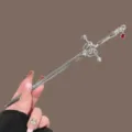 New Chinese style sword hair stick antique silver metal hairpin for Hanfu hair styling. - Irregular Waterdrop Sword Style / Silver