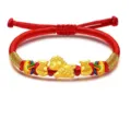 Pulsera de cuerda roja del zodiaco chino caballo, dije dorado de la suerte para mujer. - S713 Caballo Bolsa de la Suerte