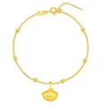 Goldener Ginkgoblatt Armband Zarte Kette mit Perlen Verstellbarer Damenschmuck Stil - S740 Ginkgoblatt