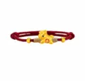 Schickes Armband mit roter Kordel und goldenem Tierkreiszeichen Pferd als Variante. - S727 Kleines Pferd