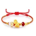 Pulsera de hilo rojo del zodiaco caballo para mujer, estilo chino tejido a mano elegante. - S721 Caballo Flor
