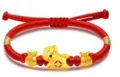 Pulsera de cuerda trenzada roja con caballo del zodiaco dorado y dos bolsas de la suerte para mujer. - S728 Caballo Epoxi Bolsa de la Suerte