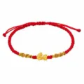 Pulsera de cuerda roja estilo chino con dije del zodiaco dorado joyería trenzada ajustable - S762 Pulsera Pixiu Pequeña