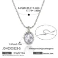 Collana con pendente in zircone in acciaio inossidabile donna lusso catena clavicola - Collana con zirconi ovali argento (JDN0305323-S)