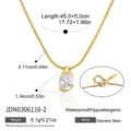 Collana con ciondolo in zircone dorato in acciaio inossidabile con catena regolabile. - Stile Ovale (JDN0306116-2)