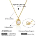 Collana con Pendente in Zirconia in Acciaio Inossidabile Dorato Gioiello Elegante - Collana da Clavicola Strass Ovale Oro (JDN0306118)
