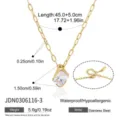 Collana in zircone e acciaio al titanio oro 18k, elegante catena clavicolare con ciondolo. - Catena da clavicola con zirconi quadrati dorati (JDN0306116-3)
