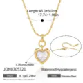 Collana girocollo con zircone a cuore in acciaio inossidabile dorato elegante chic. - Catena a Sfere Zirconia a Cuore Oro (JDN0305321)