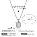 Collana con pendente in zircone di acciaio inossidabile, catena clavicolare di lusso in titanio. - Stile Quadrato (JDN0104306-4-S)