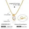 Collana Con Pendente In Zircone E Acciaio Inossidabile Dorato Catena Donna Gioielli - Collana Catena a Sfere Strass Goccia d'Oro (JDN0306116-1)