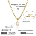 Elegante collana con pendente in zircone cubico in acciaio inossidabile placcato oro - Collana Zirconia a Goccia Oro (JDN0306111)