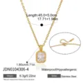 Collana con ciondolo in zircone acciaio inossidabile dorato impermeabile regolabile - Collana Zirconia Quadrata Oro (JDN0104306-4)