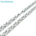 Stainless Steel Byzantine Chain Necklace Silver Sandblasting Metal Jewelry Link Chain Variant - 砂面(Sandblasting) / 4mm / 16cm / Steel
