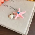 Pink starfish shell hair clip sweet summer side clip cute resin hair accessory for beach vacation - Pink Starfish Pearl Shell Duckbill Clip / Pink