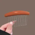 Brown metal teeth hair comb variant insert hair accessory for styling bangs and daily chic look - Orange Glossy Simple