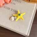 Cute starfish seashell hair clip summer beach side clip dopamine sweet hair accessories - Yellow Starfish Pearl Shell Duckbill Clip / Yellow