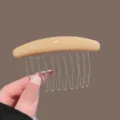 Beige hair insert comb with metal teeth, elegant hair accessory for daily styling updo. - Milky Yellow Glossy Simple