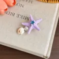Colorful starfish shell hair clip sweet summer seaside vacation style cute hair accessories - Purple Starfish Pearl Shell Duckbill Clip / Purple